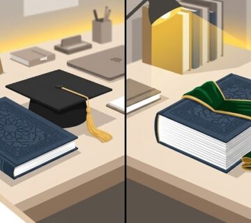 كتب أكاديمية ووثائق تمثل الفرق بين الرسالة والأطروحة